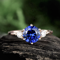 0,8 CT/6 mm Moissanit Szafir Niebieski
